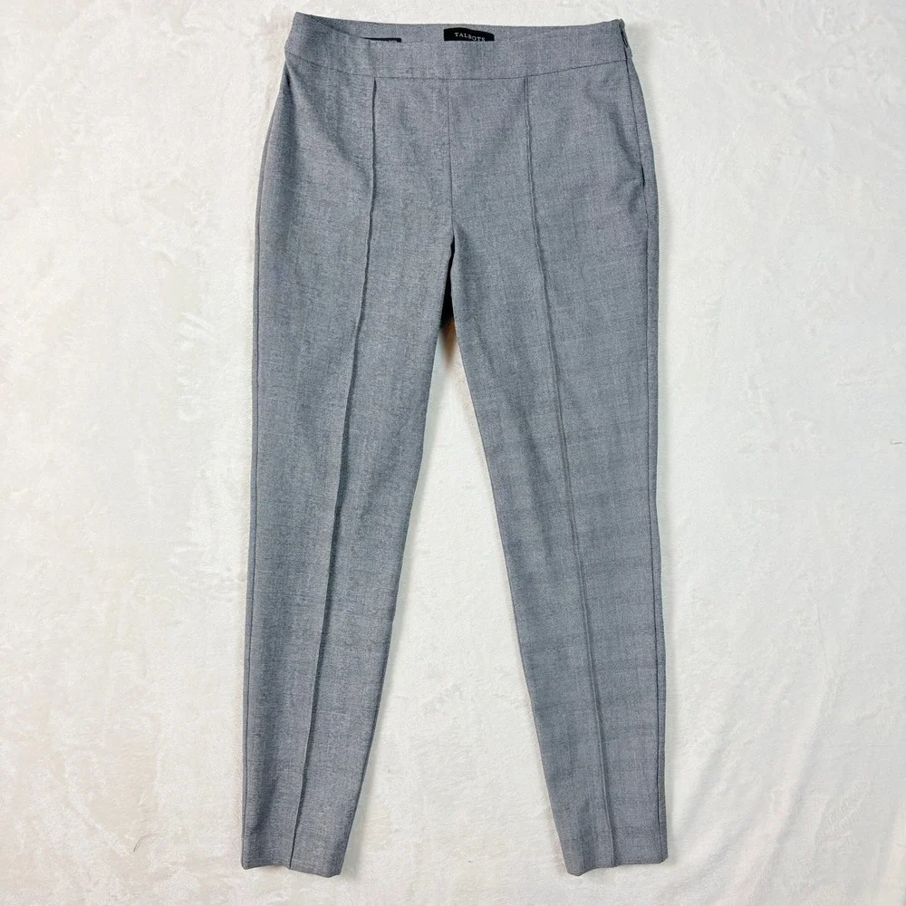 Talbots‎ Pants Women Sz 4 Grey Glen Plaid High-Waist Skinny Ankle Side Zip